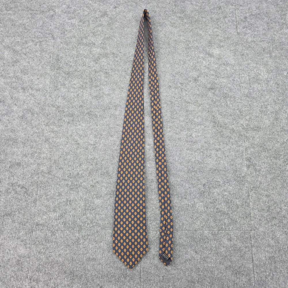 Brooks Brothers Makers Navy Blue Silk Medallion Geometric Necktie Made in USA